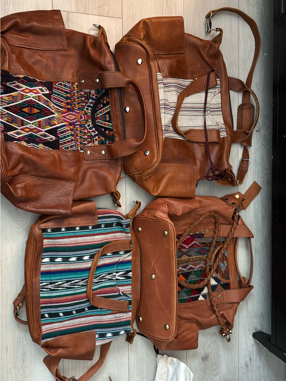 Nena & Co. Brown Leather Tote with Multicolor Woven Panels - Picture 1 of 1